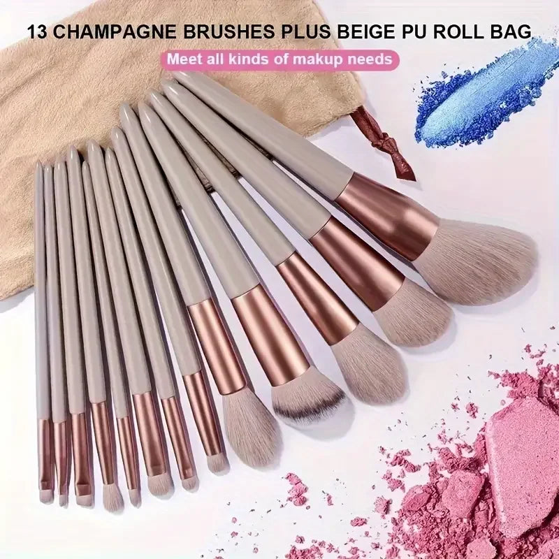 Ensemble de pinceaux de maquillage, 13 pièces, doux et moelleux, cosmétique, fond de teint, poudre, fard à paupières, mélange Kabuki, outil de beauté