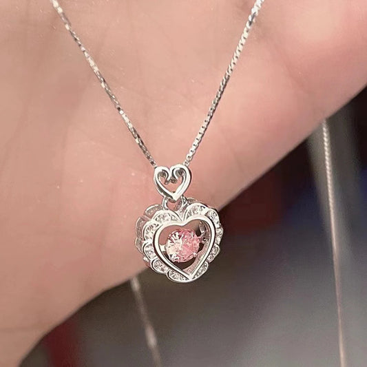 IPARAM corée rose cristal pendentif coeur collier pour femmes filles chaîne mignon amour Simple colliers mode bijoux cadeaux