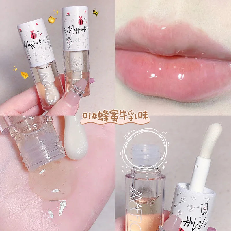 Maquillage coréen beauté cosmétiques lèvres encre brillant Labial lèvres hydratant gelée rouge à lèvres huile brillante baume hydratant grand pinceau à lèvres