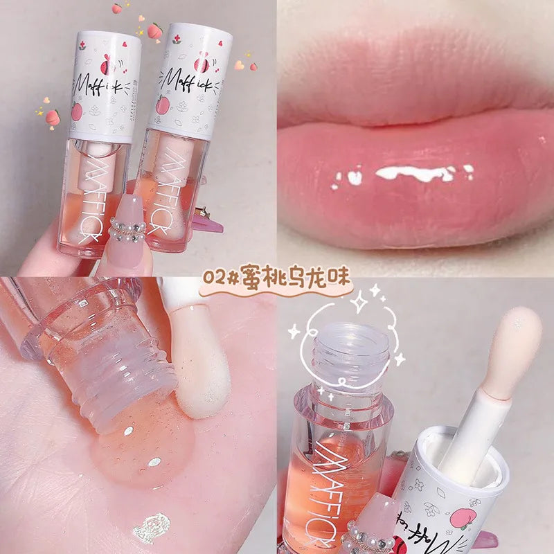 Maquillage coréen beauté cosmétiques lèvres encre brillant Labial lèvres hydratant gelée rouge à lèvres huile brillante baume hydratant grand pinceau à lèvres