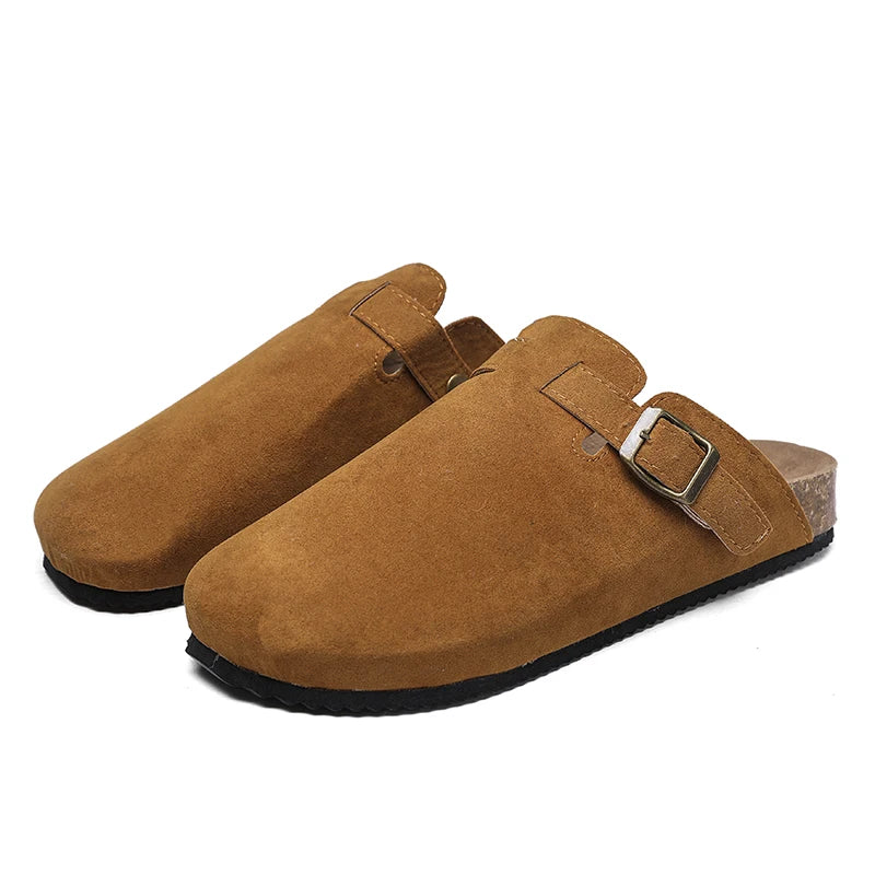 Tendances sabots pour hommes pantoufles mules en daim hommes semelle intérieure en liège sandales de maison avec soutien de la voûte plantaire chaussures de pomme de terre en cuir de mode mocassins