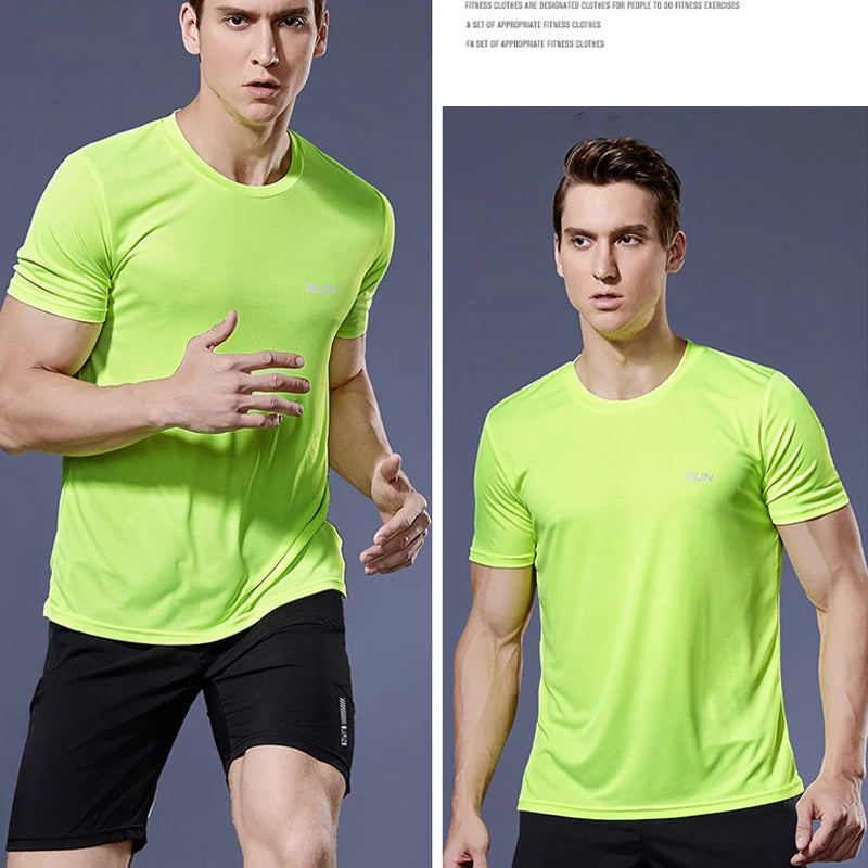 T-shirt de sport de compression à séchage rapide pour hommes, chemises de course, maillot de football, t-shirts de jogging, fitness, salle de sport