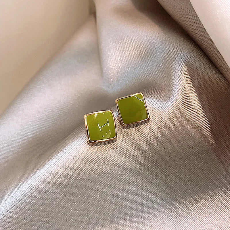 Boucles d'oreilles Vintage en émail rouge vert pour femmes, Piercing, bijoux d'oreille coréens, suspendus, joli cadeau Kolczyki