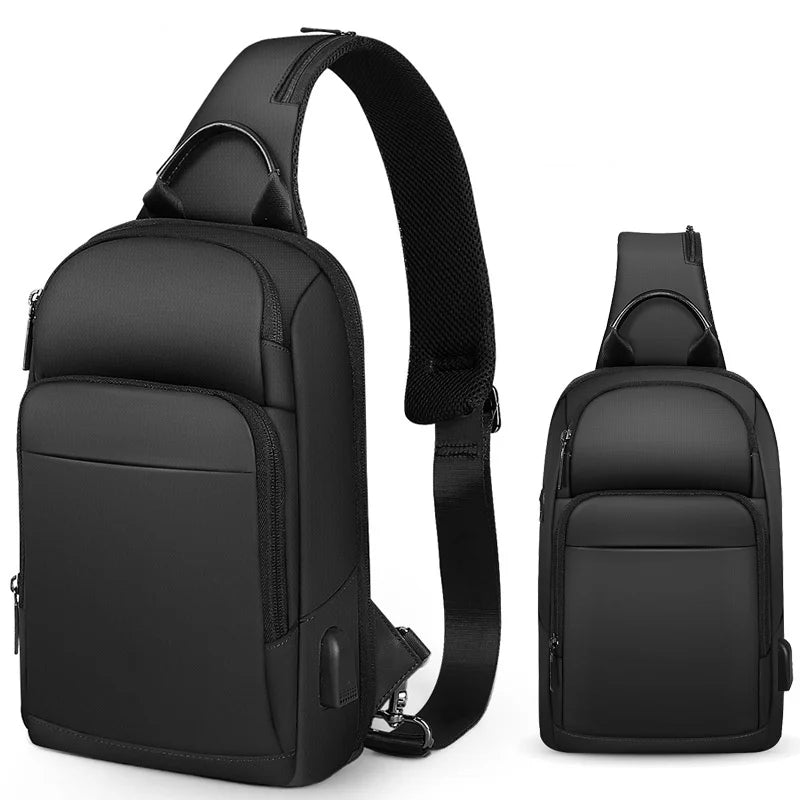 AIGO-Sac de poitrine multifonction pour homme, sac à bandoulière, chargement USB, étanche, initié à la mode, nouveau 
Poche de fente intérieure,Pochette pour téléphone portable,Pochette intérieure à fermeture éclai