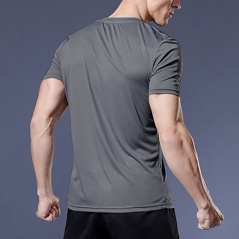 T-shirt de sport de compression à séchage rapide pour hommes, chemises de course, maillot de football, t-shirts de jogging, fitness, salle de sport