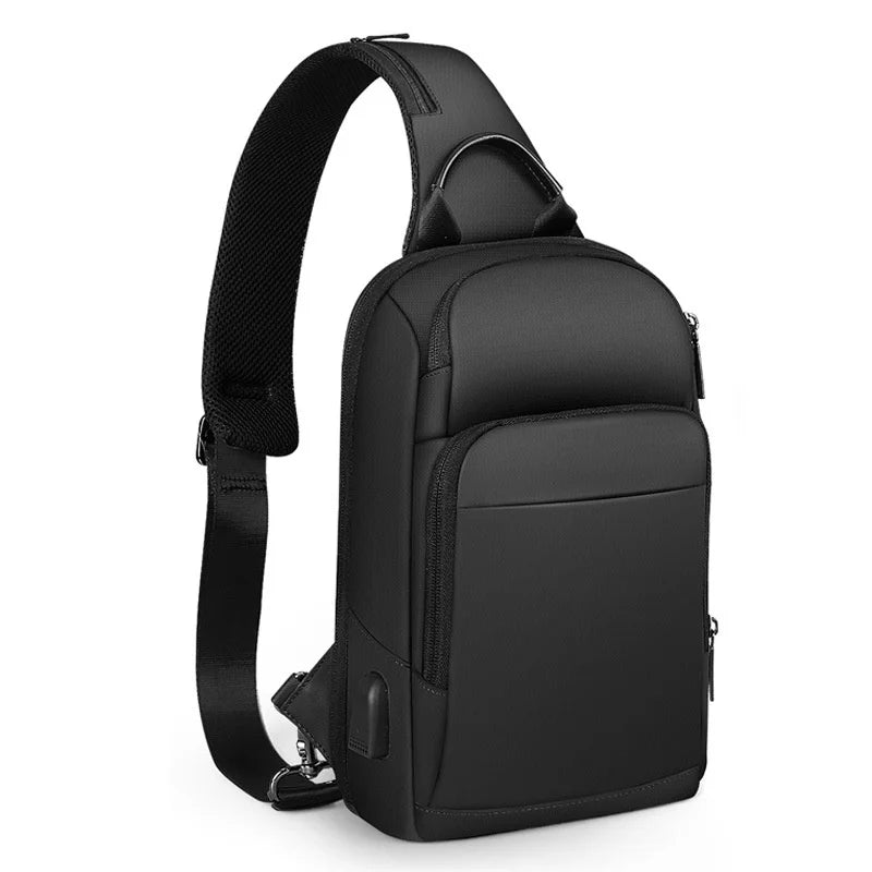 AIGO-Sac de poitrine multifonction pour homme, sac à bandoulière, chargement USB, étanche, initié à la mode, nouveau 
Poche de fente intérieure,Pochette pour téléphone portable,Pochette intérieure à fermeture éclai