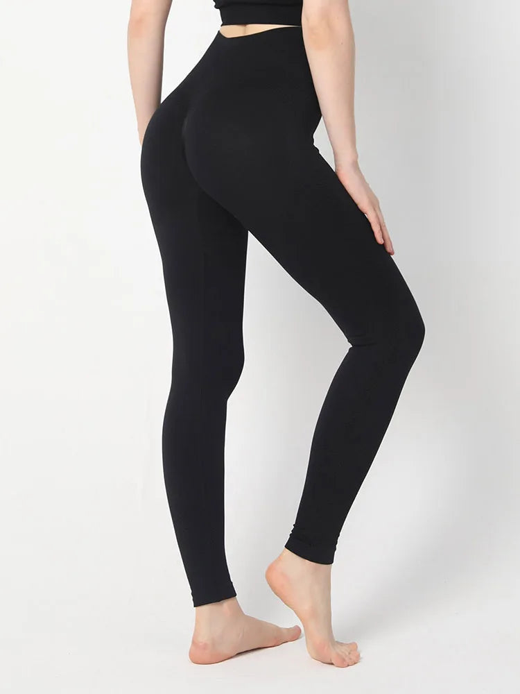 Leggings de Sport sans couture pour femmes, Push Up, Sexy, froissé, Fitness, levage des fesses, taille haute, pantalon de Yoga, d'entraînement