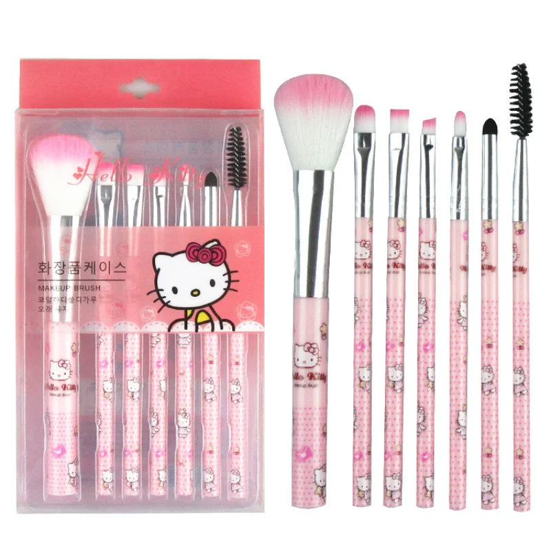 Sanrio – ensemble de pinceaux de maquillage, Hello Kitty, fard à paupières, fond de teint, Blush, Kit d'outils de beauté cosmétiques pour femmes, cadeau d'anniversaire pour fille avec boîte