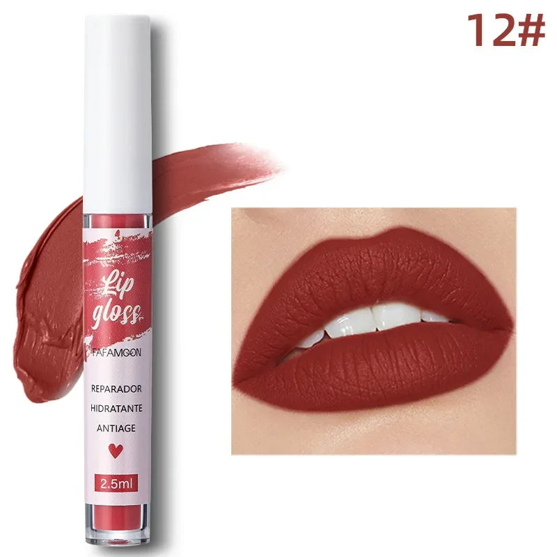 Rouge à lèvres liquide mat Rose rouge, glaçage hydratant, imperméable, Durable, boue, tasse antiadhésive, brillant à lèvres, maquillage coréen