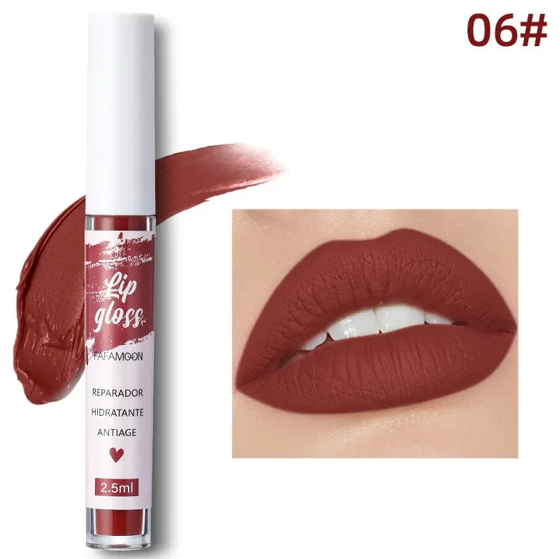 Rouge à lèvres liquide mat Rose rouge, glaçage hydratant, imperméable, Durable, boue, tasse antiadhésive, brillant à lèvres, maquillage coréen