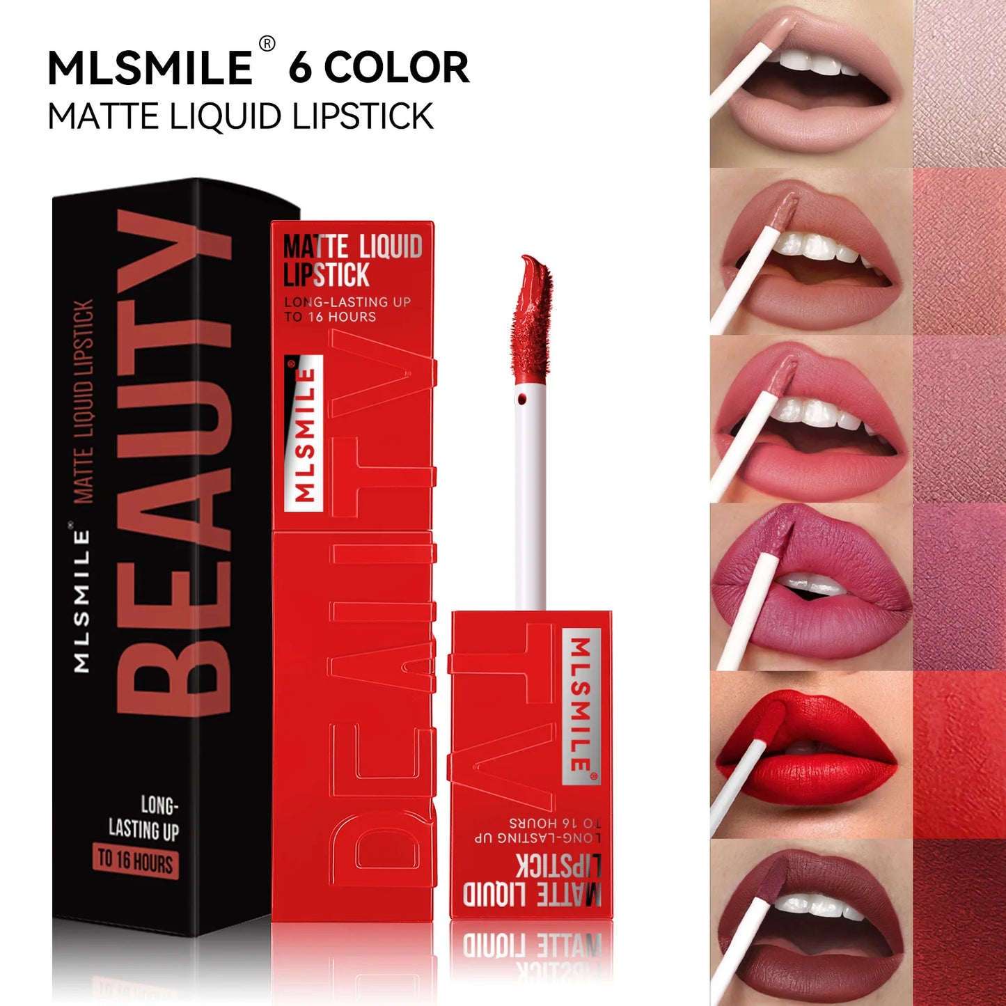 MLSMILE 6 couleurs tasse antiadhésive velours Satin brillant à lèvres brume liquide mat rouge à lèvres imperméable longue durée couleur liquide