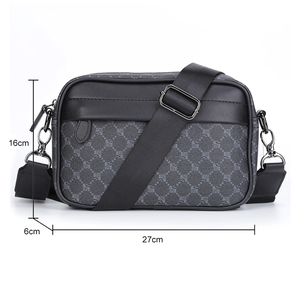 Sac à bandoulière d’affaires décontracté pour hommes Sac messager en cuir PU Sac à bandoulière large sangle Carreaux carrés Designer Male Sling Sacs à main