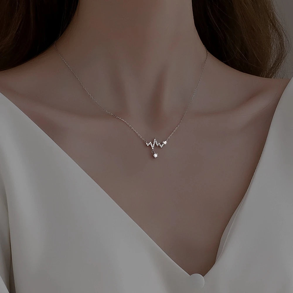 IPARAM corée rose cristal pendentif coeur collier pour femmes filles chaîne mignon amour Simple colliers mode bijoux cadeaux